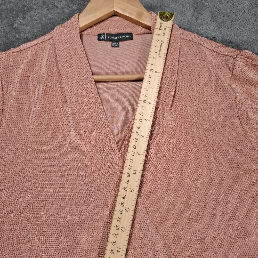 Adrianna Papell Long Sleeve Blouse Women's Size Large Faux Wrap blush/rose color - Picture 9 of 13